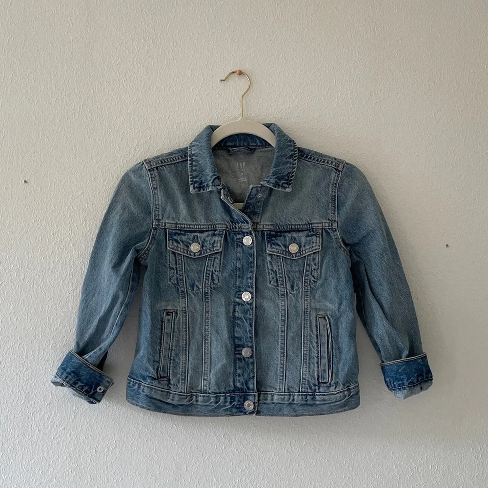 GAP Kids Jean Jacket Blue Denim Snap Front Classic